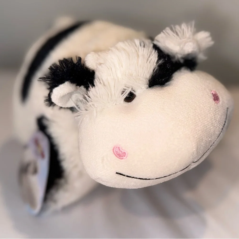 Pillow Pets NWT Plush Cow Pillow Soft Kids Accessory - Black & White